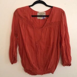 Burnt Orange Peasant Blouse